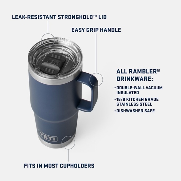 YETI RAMBLER 20 OZ TRAVEL MUG
WITH STRONGHOLD LID CAPE TAUPE - Picture 3 of 14
